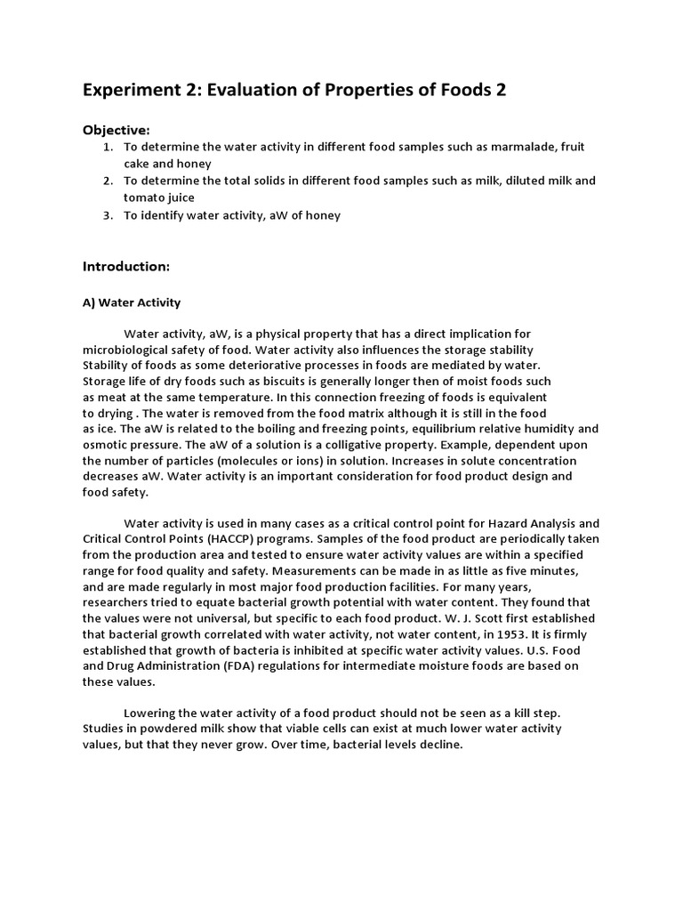 Food Science Lab Report 2 PDF Nature Materials