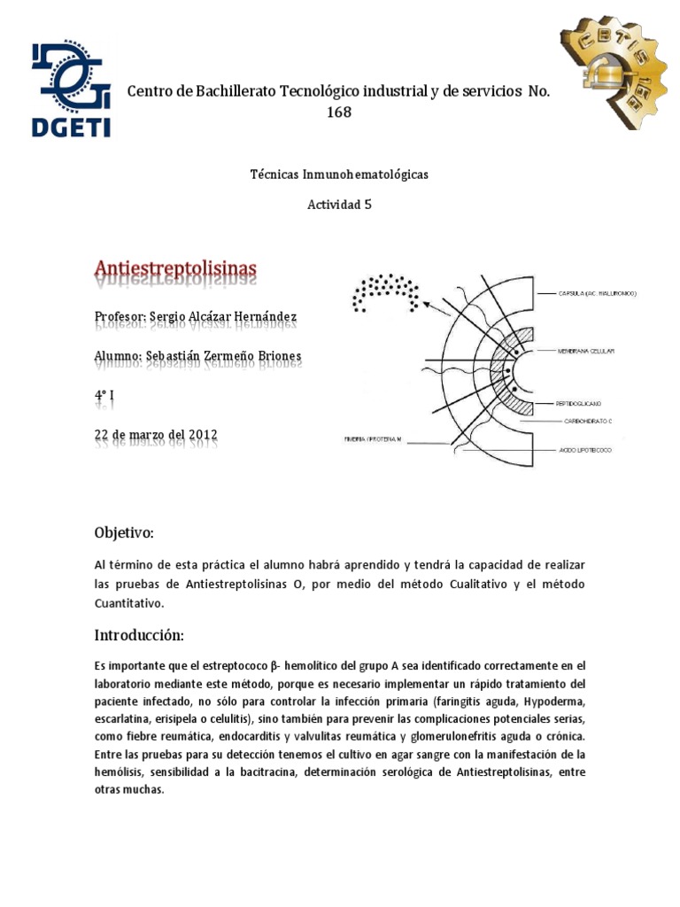 Practica de Antiestreptolisinas | Estreptococo | Microbiología