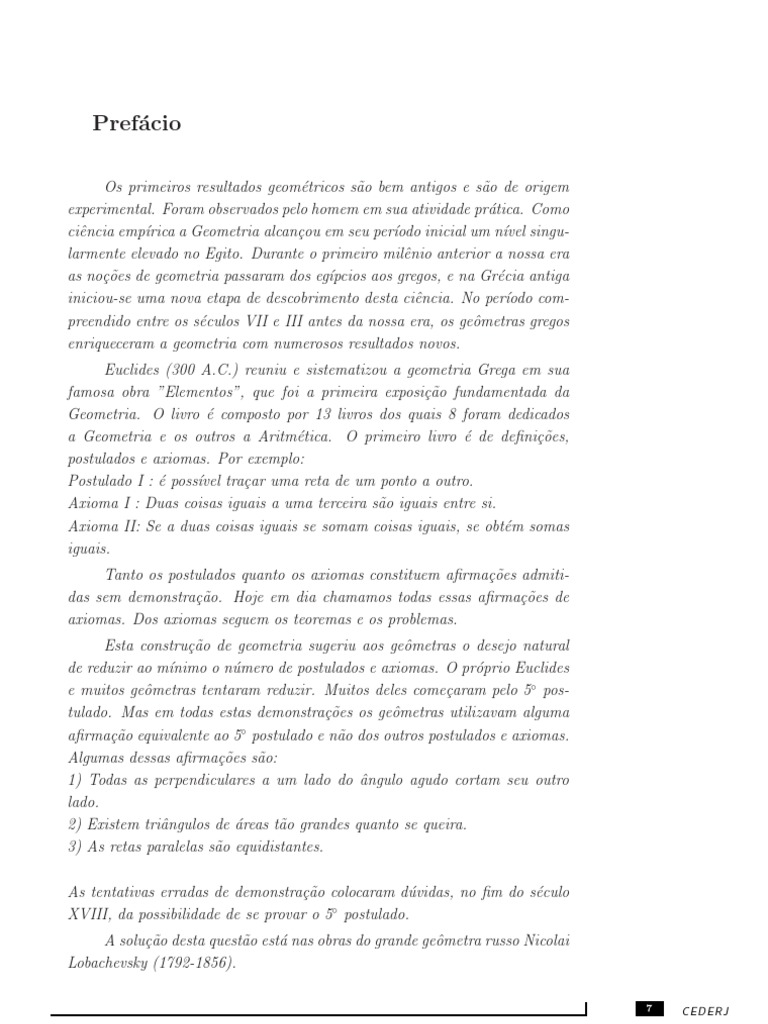 Geometria B Sica Aula 1 Vol 1 | PDF | Axioma | Triângulo
