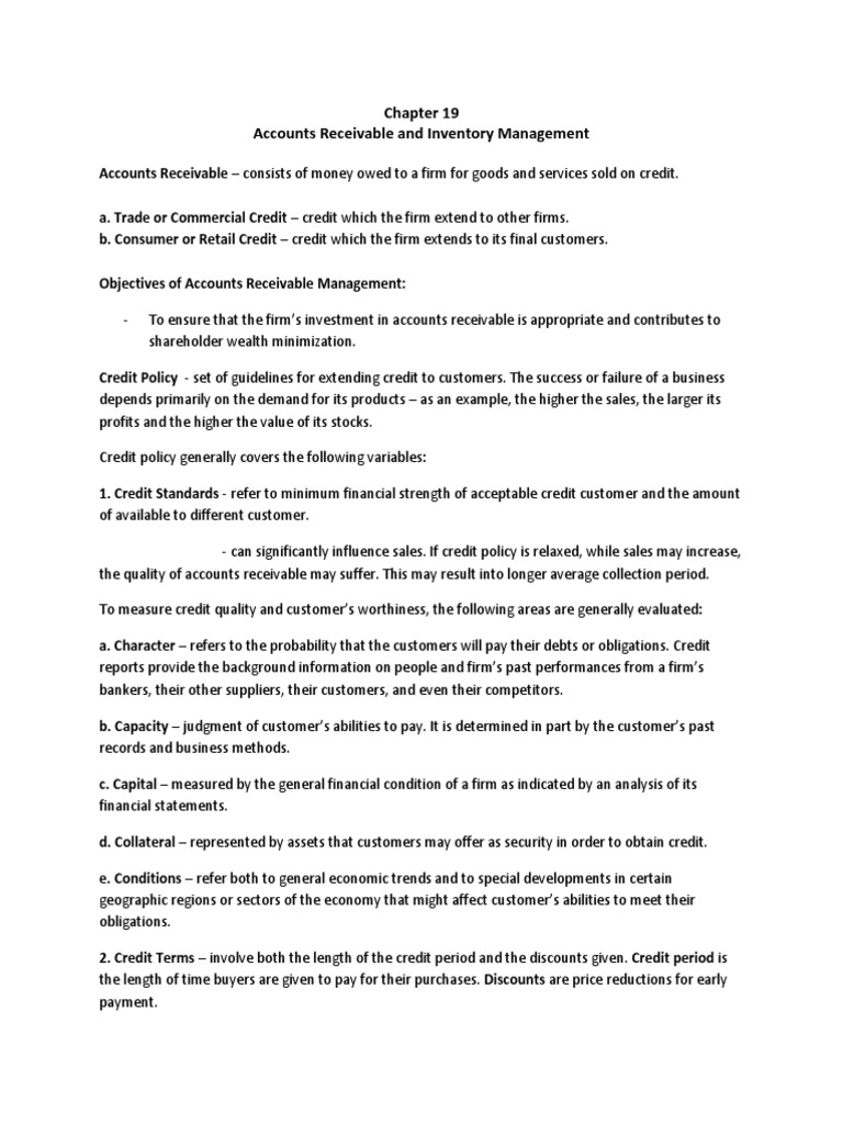 Accounts Receivable & Inventory Management | PDF | Credit (Finance ...