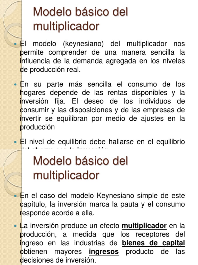 Modelo Básico Del Multiplicador | PDF | Economía keynesiana | Producto  Interno Bruto