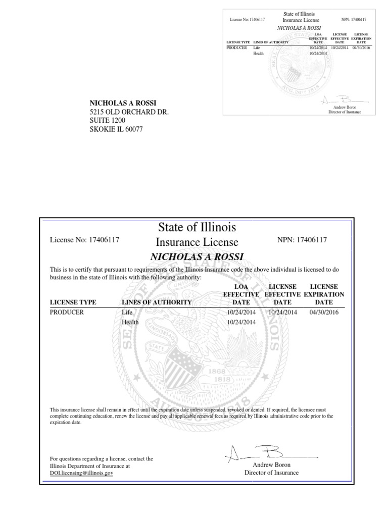 Illinois Life and Health Insurance License | PDF