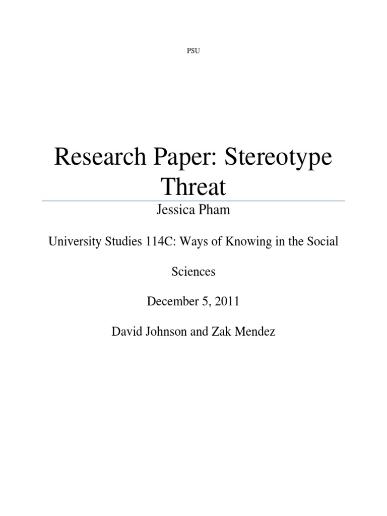 Frinq Essay Stereotype Threat | PDF | Stereotypes | Cognition