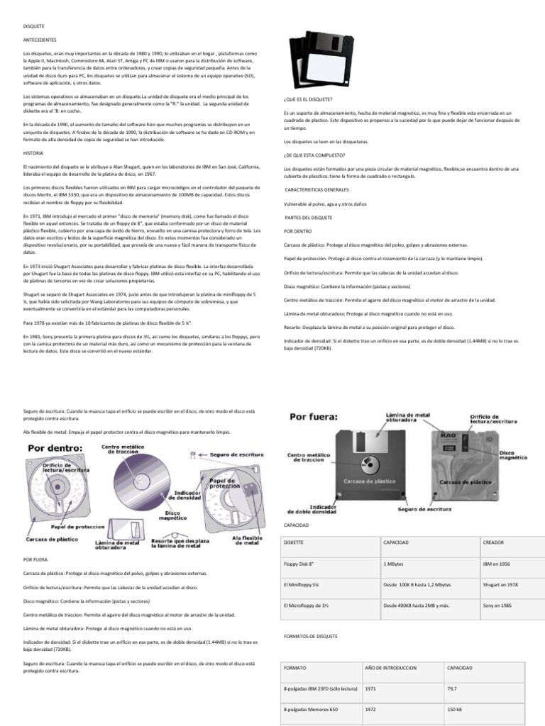 Historia y Evolución del Disquete | PDF | Disco flexible ...