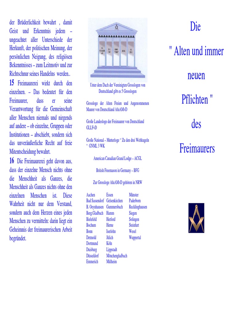 Freimaurer Die Alten Pflichten