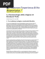 La Fenomenologia Della Religione Di Bernhard Welte