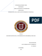 Universidad Fermin Toro Rol Protagonico de La Universidad en El Desarrollo Del Pais Luis Dulcey Ci 24090430