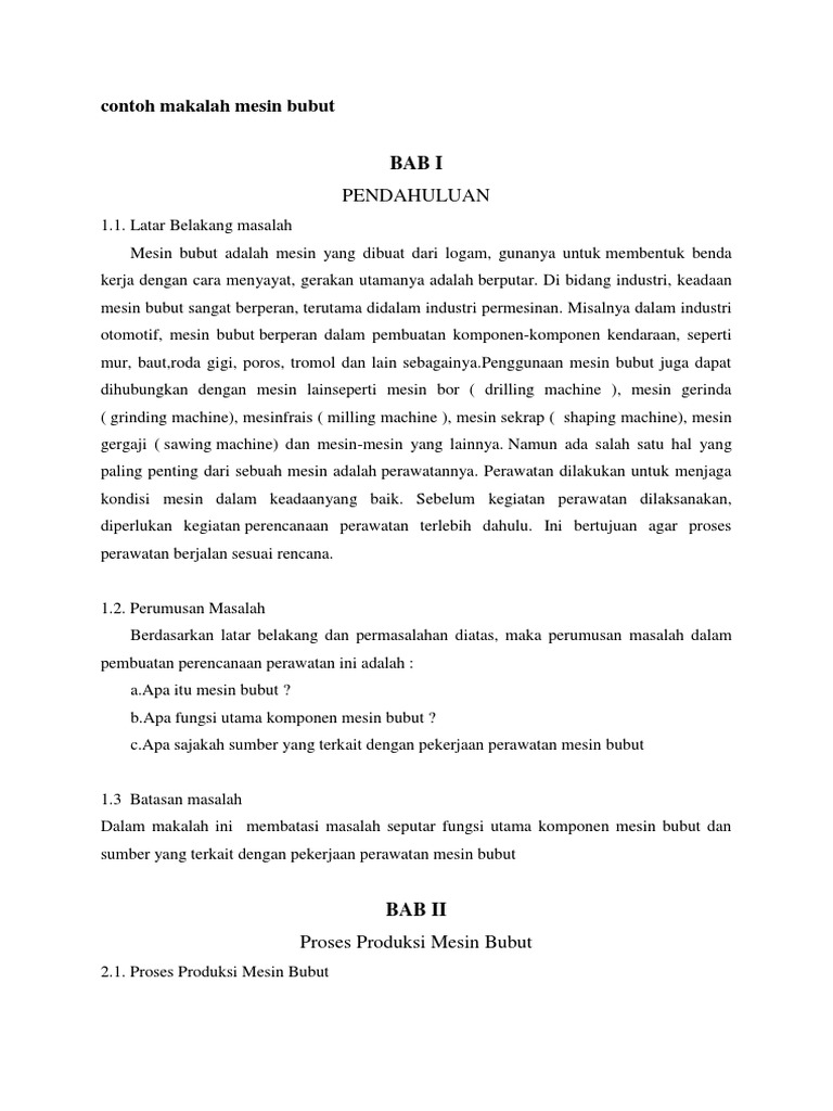 Contoh Makalah Mesin Bubut