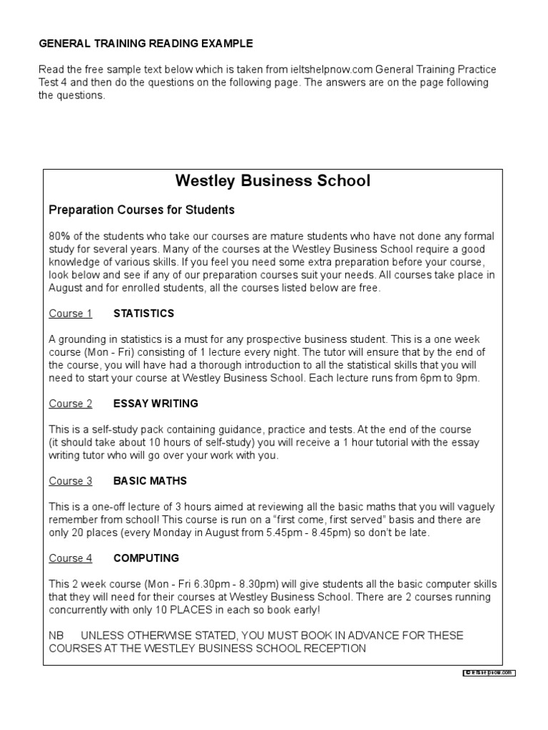 General Training Reading Sample | PDF