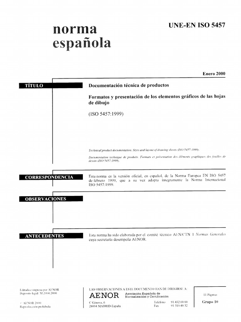 Une-En Iso 5457 2000 | PDF