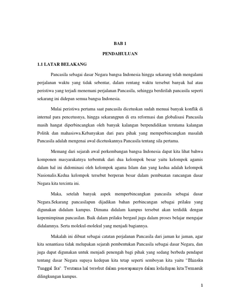 Contoh Makalah Aktualisasi Nilai Nilai Pancasila