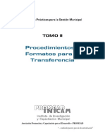 Procedimientos y Formatos para La Transferencia Tomo II