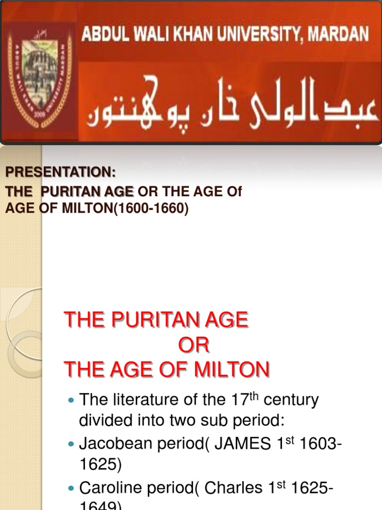 The Puritan Age and Milton's Influence | PDF | John Milton | English ...