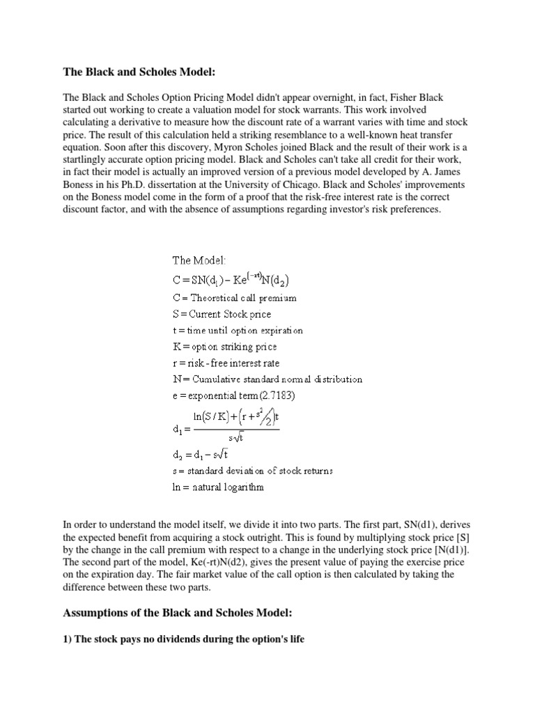 Overview of the Black-Scholes Model | PDF | Black–Scholes Model ...