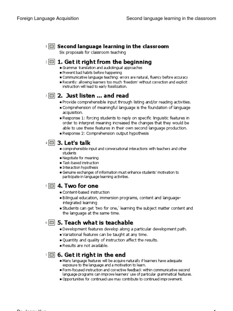 Second Language Learning in The Classroom | PDF | Second Language ...