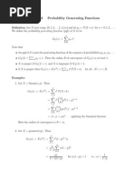 Probability Generating Functions