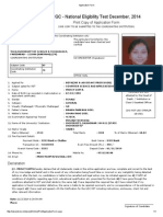 UGC - National Eligibility Test December, 2014: Print Copy of Application Form