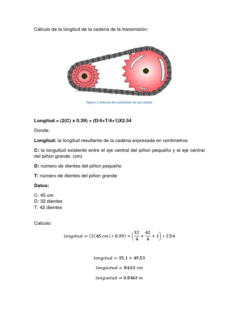 Cálculo de La Longitud de La Cadena de La Transmisión | PDF