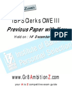 Ibps Clerks Cwe Iii: Previous Paper With Key