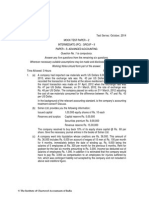 Test Series: October, 2014 Mock Test Paper - 2 Intermediate (Ipc) : Group - Ii Paper - 5: Advanced Accounting