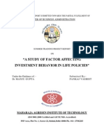 A Study of Factor Affecting Investment Behavior in Life Policies