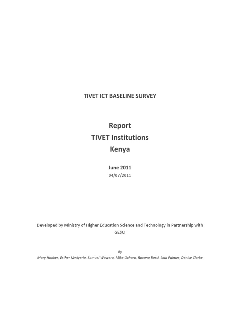 Kenya TVET Baseline 2011 PDF | PDF | Educational Technology ...