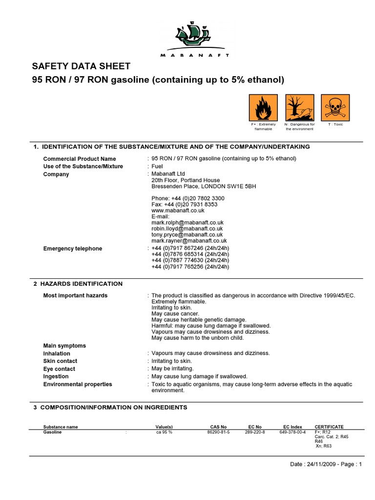 Gasoline 95 Ron 97 Ron | Download Free PDF | Gasoline | Firefighting