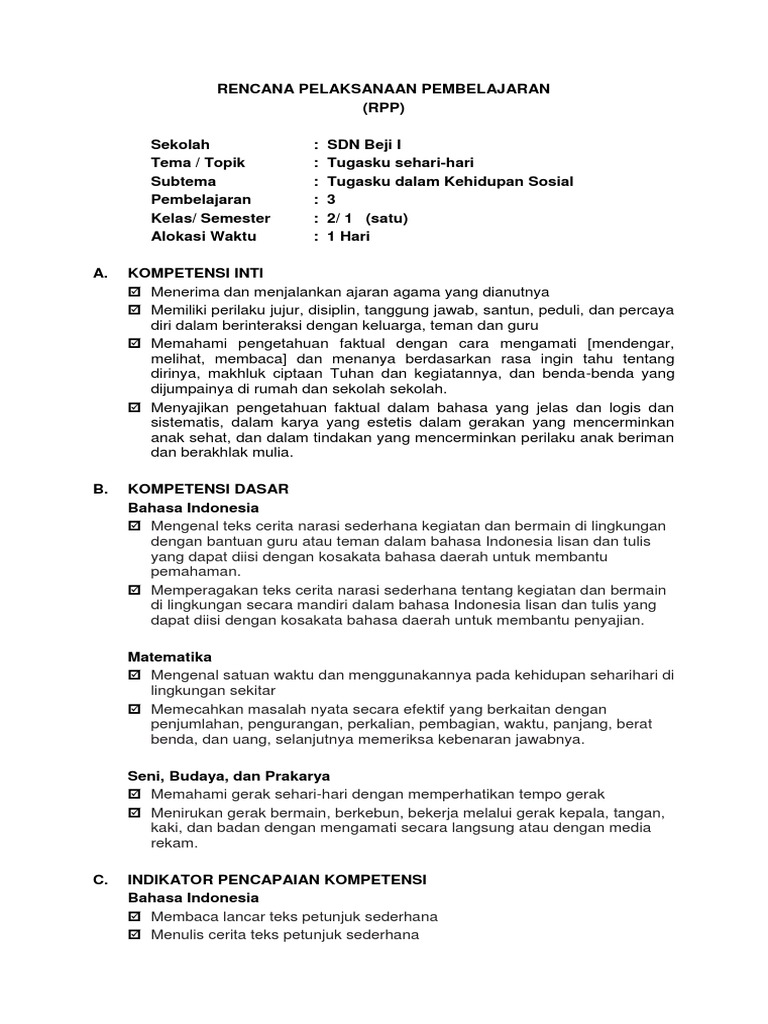 Silabus Kelas 3 Tema 2 Subtema 1 Rangkuman Materi Kelas