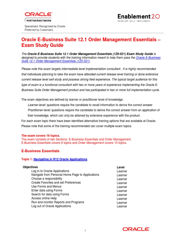 Oracle E Business Suite 121 Order Management Essentials - 