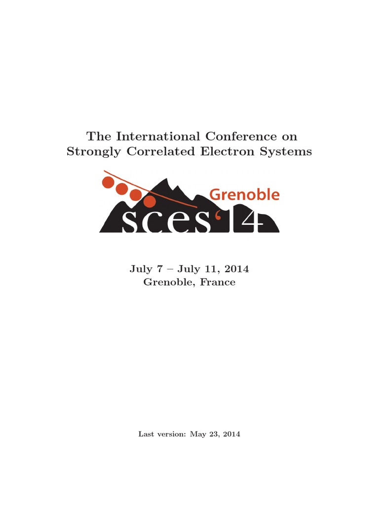 SCES2014Booklet Program Id PDF Superconductivity Condensed  