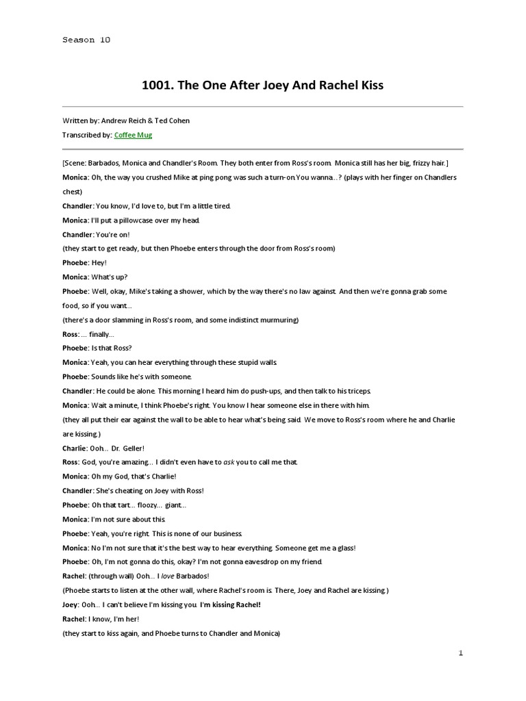 프렌즈 Season10 Script Friends Leisure