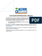 ACF-COLOMBIA (LICITACIÓN INTERNACIONAL ABIERTA 2014).EXP CO-BO-00698.Suministro de Sistemas de Filtros Caseros Por Gravedad Para Agua.Fecha cierre 17 NOV 14 15h (3:00 pm hora de Colombia)