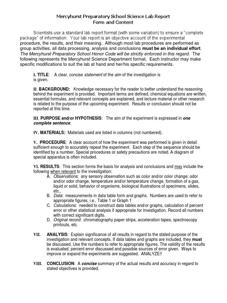 Science Lab Report Guidelines | PDF | Experiment | Laboratories
