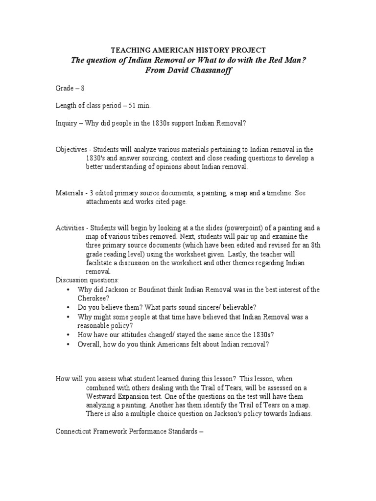 Worksheets Trail Of Tears Worksheet indian removal act dbq activity cherokee violence