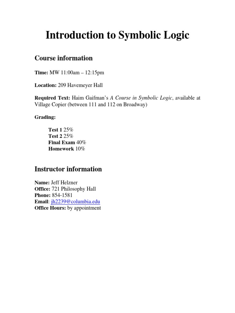 Introduction To Symbolic Logic | PDF