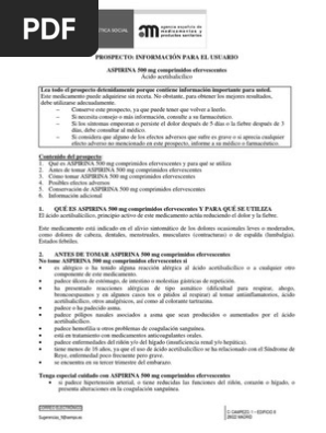 Prospecto Aspirina Aspirina úlcera Péptica