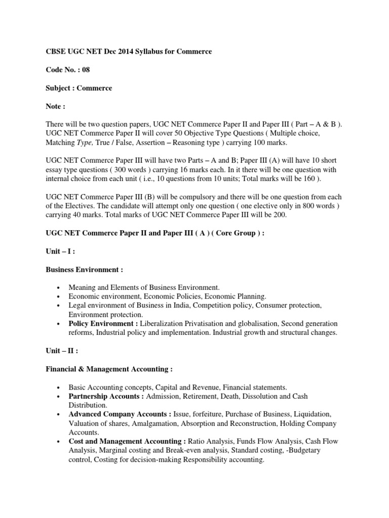 UGC NET Commerce Syllabus 2014 | PDF | Monopoly | Marketing