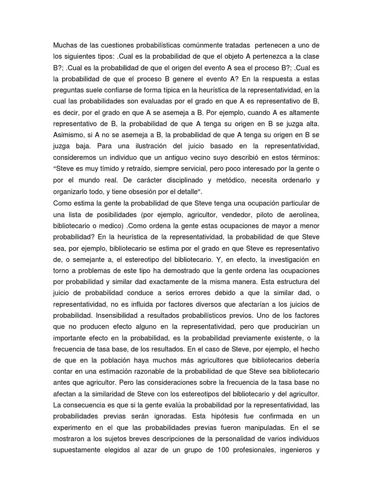 Heuristico de Representatividad PDF Representatividad heurística
