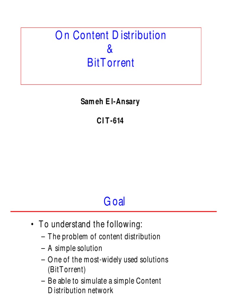 On Content Distribution & BitTorrent | PDF | Information Technology ...