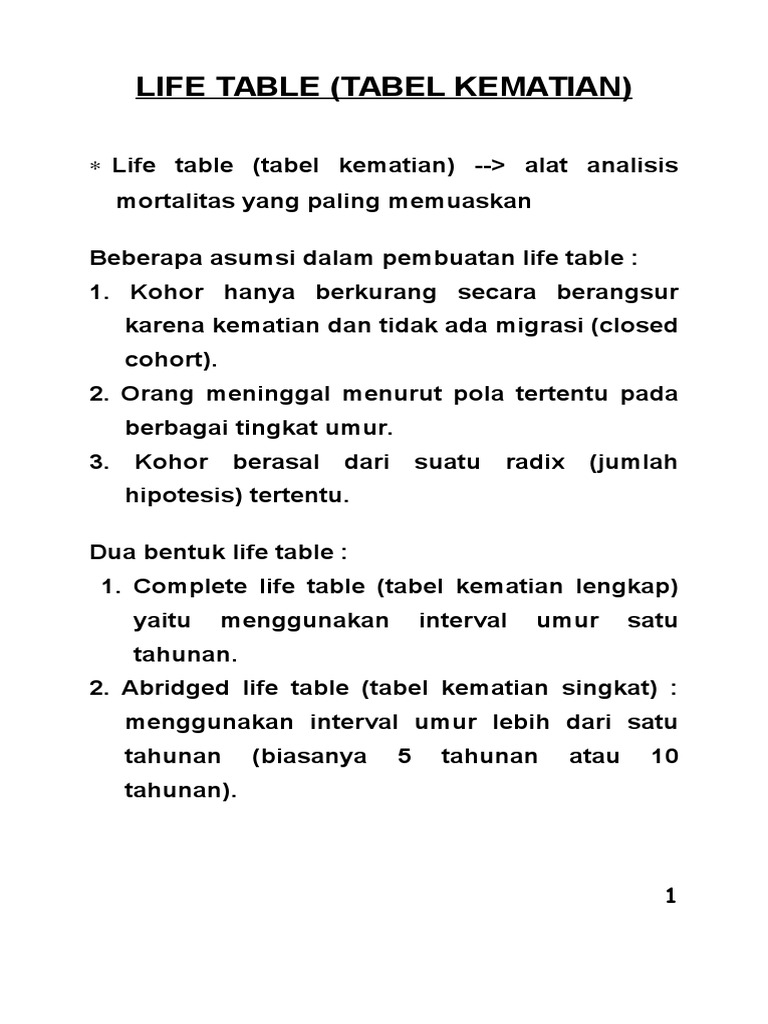 Life Table | PDF
