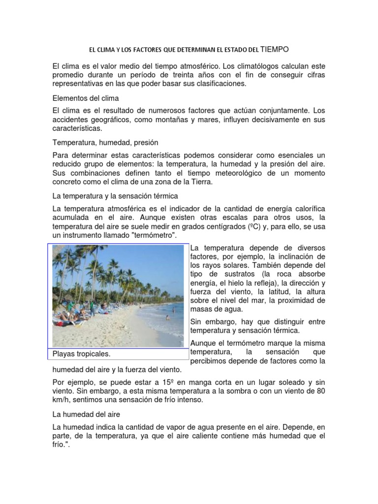 El Clima y Los Factores Que Determinan El Estado Del