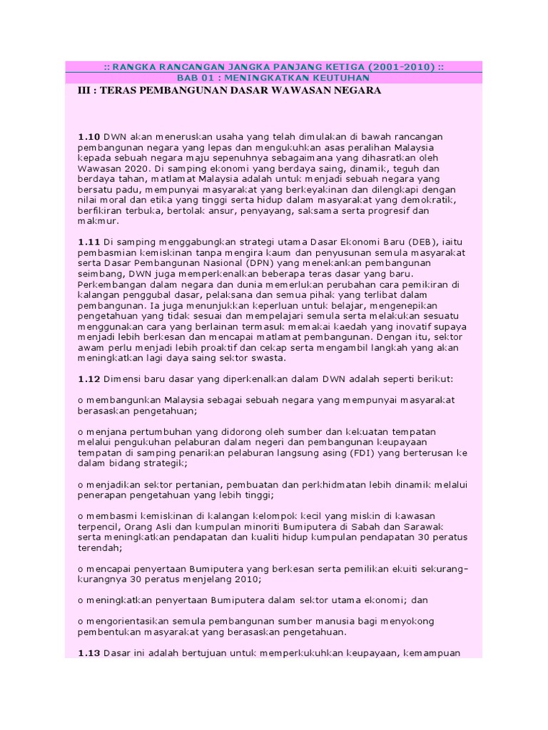 Rangka Rancangan Jangka Panjang Ketiga Pdf