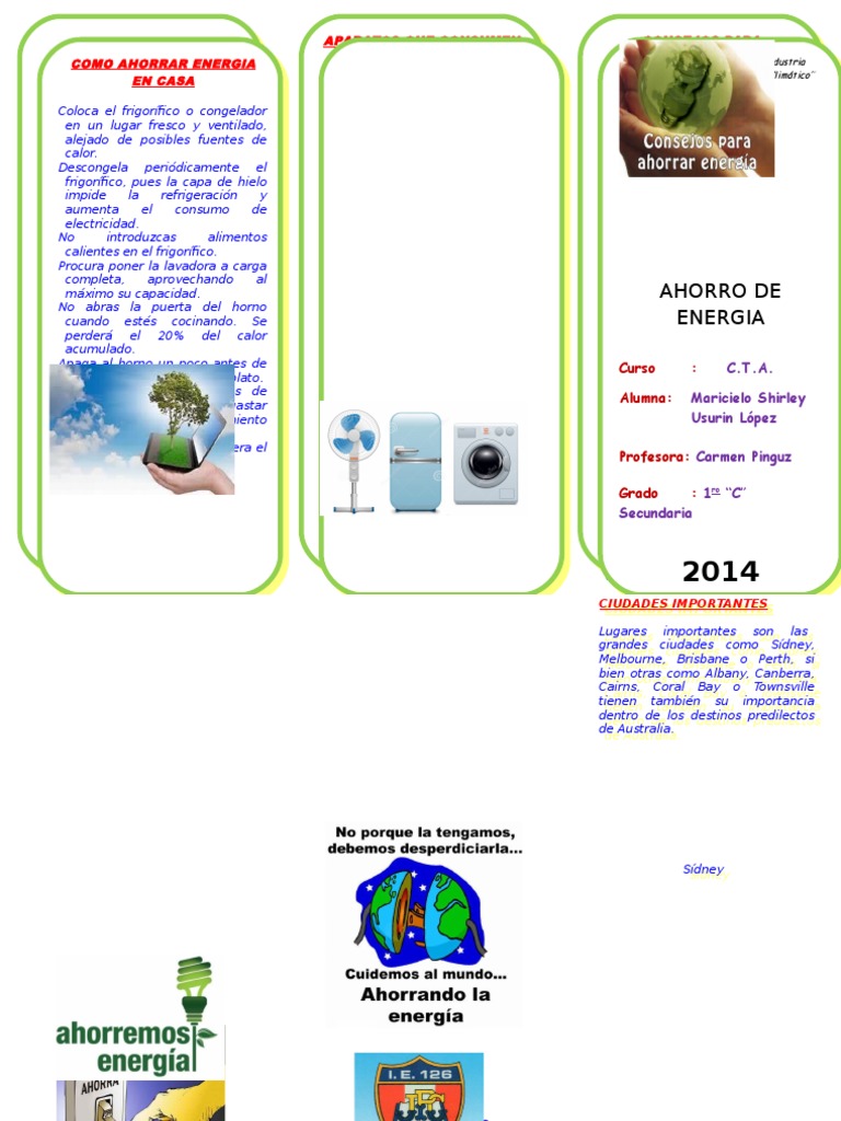 Triptico - AHORRO DE ENERGIA | PDF | Refrigerador | Energía y recursos