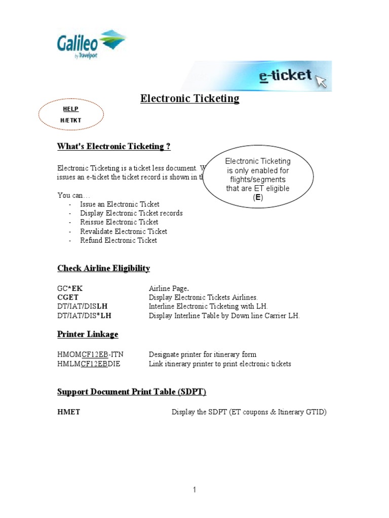 Electronic Ticketing Procedures Guide | PDF | Service Industries ...