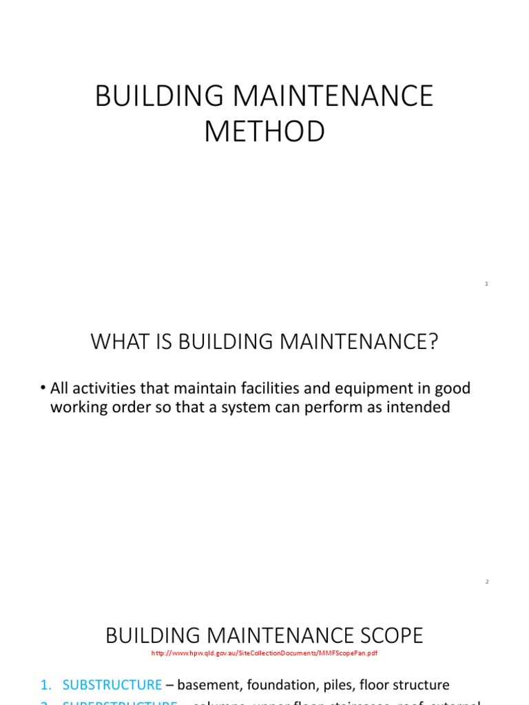 Building Maintenance Method | PDF