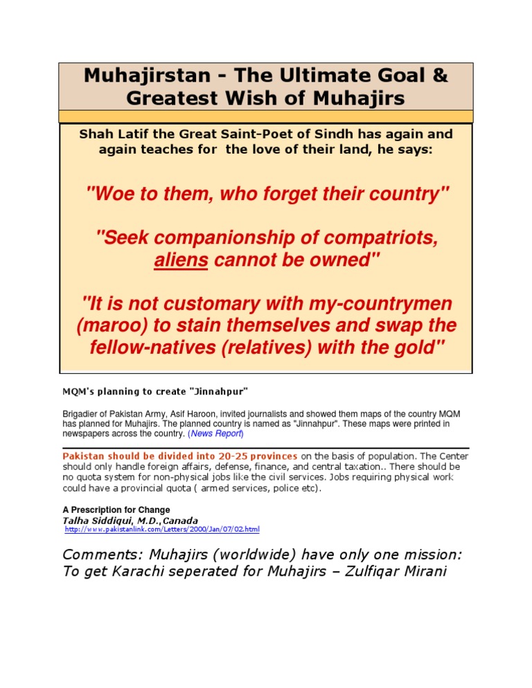 Muhajirs Ultimate Goal | PDF