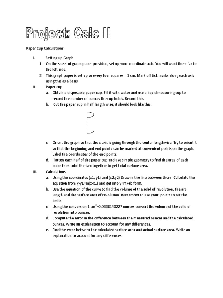Paper Cup Calculations | PDF