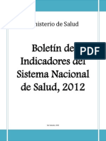 Boletin de Indicadores Del Sistema Nacional de Salud 2012