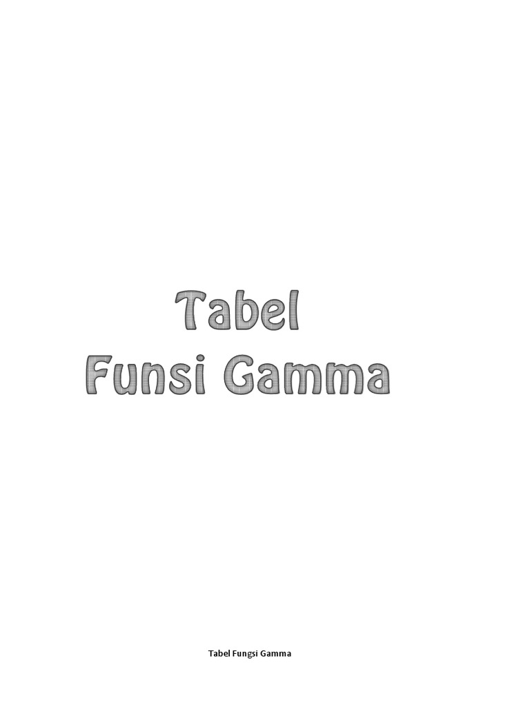Tabel Fungsi Gamma PDF | PDF