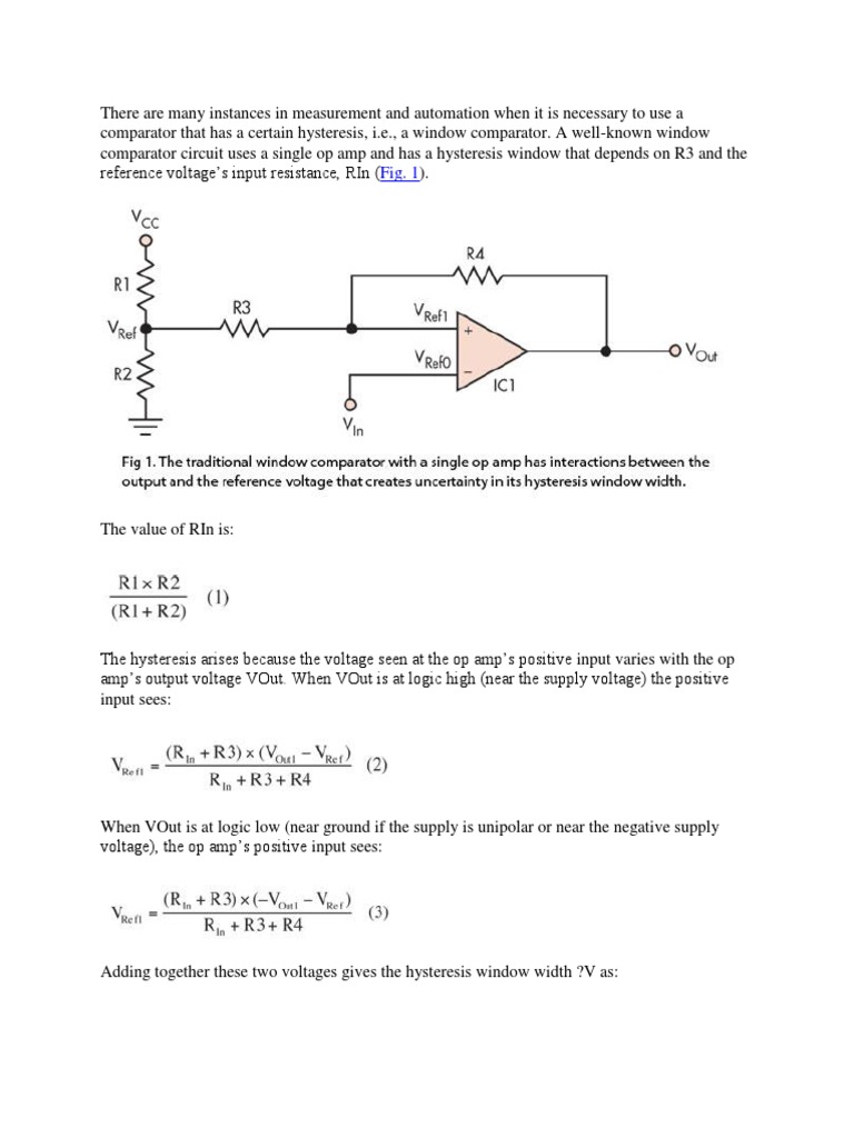 Comparator Provides Adjustable Hysteresis Window